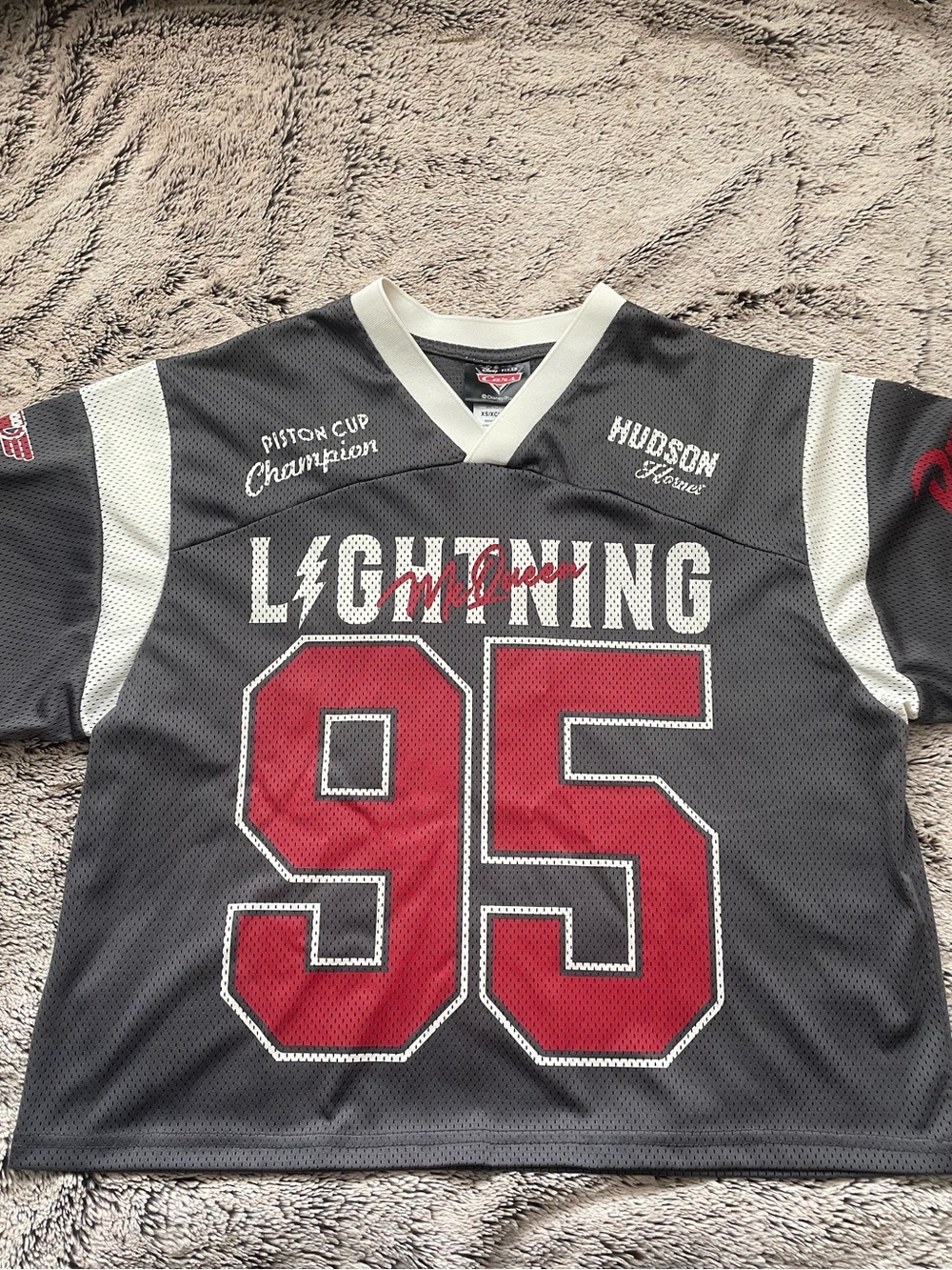 Disney Lightning 95 Grey Red Mesh Jersey